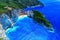 Aerial view of Navagio (Shipwreck) Beach in Zakynthos island, Gr