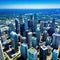 Aerial view of NC skyline and financial district in North Carolina a luxurious US city