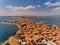 Aerial view of Nessebar, ancient city on the Black Sea coast of Bulgaria.