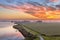 Aerial view of Netherlands Polder landscape