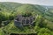 Aerial view of Nevitsky Castle ruins near Nevitske village, Zakarpattia, Ukraine