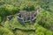 Aerial view of Nevitsky Castle ruins near Nevitske village, Zakarpattia, Ukraine