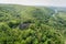 Aerial view of Nevitsky Castle ruins near Nevitske village, Zakarpattia, Ukraine