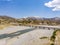 Aerial view of the new bridge, Cendere Koprusu and Cendere river. Road leading to Nemrut Dagi, Turkey