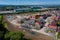 Aerial view of new houses being built / constructed