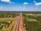 Aerial view of the new Route 7 Ruta 7 from Caaguazu to Ciudad del Este in Paraguay