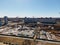 Aerial view of the new urban development. New houses are being built. The construction site is visible