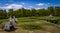 Aerial View of a New Vineyard and Gazebo With 2 Small Barns With Cupolas