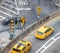 Aerial view of New York Taxis in Manhattan