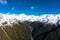 Aerial view of New Zealand mountains with river, wilderness land