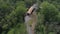 Aerial View of a Newly Rebuilt Covered Bridge by Restored Rail Road Tracks