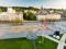 Aerial view of newly renovated Lukiskes square, Vilnius. Sunset landscape of UNESCO-inscribed Old Town of Vilnius, Lithuania