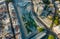 Aerial view Nicosia cityscape the capital city of Cyprus and Eleftheria square with modern futuristic architecture.