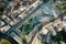 Aerial view Nicosia cityscape the capital city of Cyprus and Eleftheria square with modern futuristic architecture.