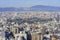 Aerial view of Nishi Honganji and Kyoto downtown cityscape