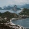 Aerial view of the Niteroi municipality in Rio de Janeiro, Brazil on a gloomy day