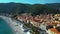 Aerial view of Noli on the Italian Riviera in the province of Savona, Liguria, Italy