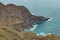 Aerial view of northeast of La Gomera Island. Beautiful rocky ocean coast with breaking waves. Playa De Caleta, La Gomera, Canary