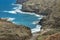 Aerial view of northeast of La Gomera Island. Beautiful rocky ocean coast with breaking waves. Playa De Caleta, La Gomera, Canary