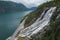 Aerial View of Norwegian Furebergfossen Waterfall