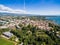 Aerial view of Nyon old city and waterfront, Switzerland