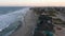 Aerial view of ocean and beach in Rodanthe. 4k