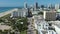 Aerial view of Ocean Drive and Miami Beach, Florida under coronavirus shutdown.