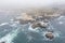 Aerial View of Ocean and Rocky Coast of California