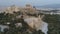 Aerial view of Odeon of Herodes Atticus and Acropolis of Athens ancient citadel in Greece