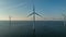 Aerial view on offshore wind turbines