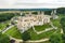 Aerial view of Ogrodzieniec Castle, a ruined medieval castle in the south-central region of Poland, on the top of Castle Mountain