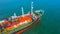 Aerial view oil and gas chemical tanker in open sea, Refinery Industry cargo ship