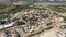 Aerial view. Oil refinery, chemical factory and power plant with many storage tanks and pipelines.