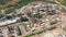 Aerial view. Oil refinery, chemical factory and power plant with many storage tanks and pipelines.