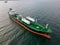 Aerial view oil ship tanker carrier oil on the sea