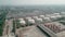 Aerial view of oil storage tanks