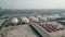 Aerial view of oil storage tanks