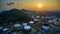 Aerial view of oil tank storage in heavy petrochemical industries estate plant