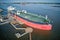 Aerial View of Oil Tanker Delaware River Marcus Hook PA