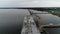 Aerial view of oil tanker at refinery Delaware River Philadelphia