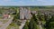 aerial view on old baroque temple or catholic church in countryside or provincial town