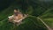 aerial view of old castle in green cloudy