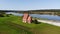 Aerial view of old church of st. John the baptist in Zapyskis