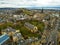 Aerial view of Old city and Greyfriars kirkyard in Edinburgh