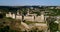 Aerial view of old fortress. Stone castle in the city of Kamenets-Podolsky. Beautiful old castle in Ukraine.