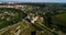 Aerial view of old fortress. Stone castle in the city of Kamenets-Podolsky. Beautiful old castle in Ukraine.