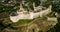 Aerial view of old fortress. Stone castle in the city of Kamenets-Podolsky. Beautiful old castle in Ukraine.