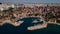 aerial view of Old harbour in Antalya, Turkey. Port in the Kaleici old town