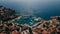 aerial view of Old harbour in Antalya, Turkey. Port in the Kaleici old town