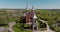 aerial view on old new gothic temple or catholic church in countryside